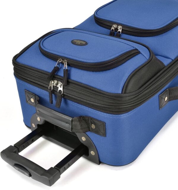 U.S. Traveler Lightweight Rolling 20" Carry On Luggage Softside Suitcase, Blue, 2 Wheel-1 Piece - Image 4