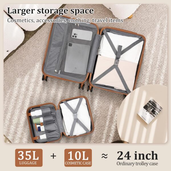 imiomo Luggage Sets 5 Piece with TSA Locks, Hardside Carry On Suitcase Set with Spinner Wheel, Lightweight Travel Luggage with USB Port, White - Image 7