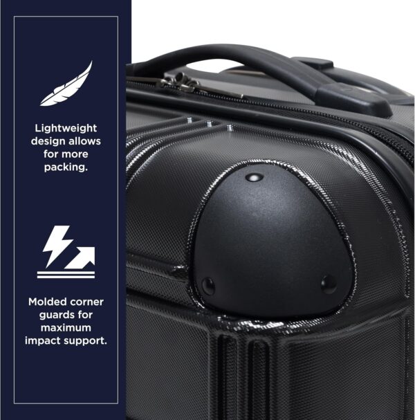 Ben Sherman Nottingham Lightweight Hardside 4-Wheel Spinner Travel Luggage, Charcoal, 3-Piece Set (20"/24"/28") - Image 4