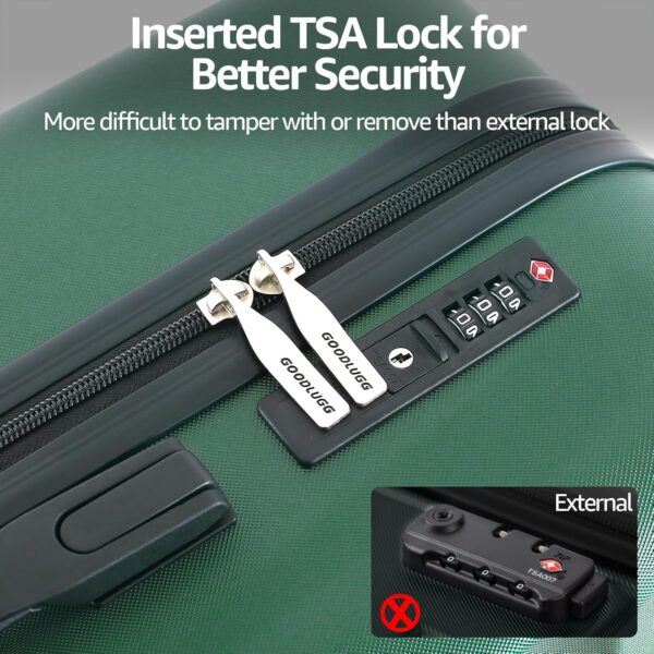 Luggage Set with Spinner Wheels and TSA Lock, 3 Pieces Expandable Hardside Suitcase for Travel, Hardshell Luggage Sets, 20", 24", 28",Dark Green - Image 3