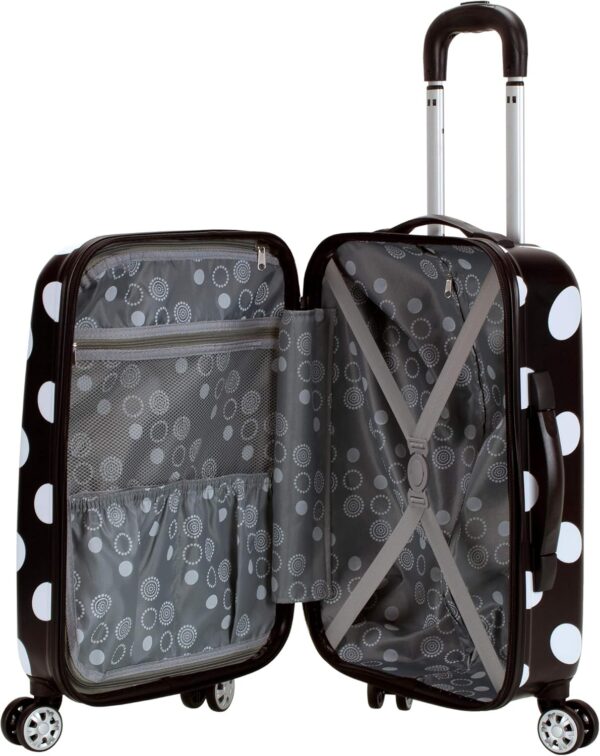 Rockland Laguna Beach Hardside Spinner Wheel Luggage, Black Dot, 3-Piece Set (22/24/28) - Image 8