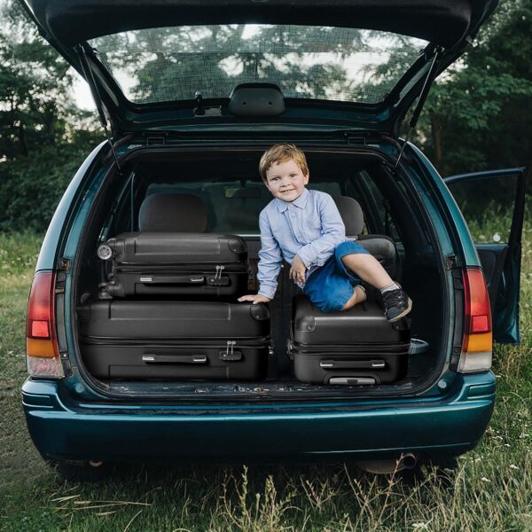 Karl home 3-Piece Luggage Set Travel Lightweight Suitcases with Rolling Wheels, TSA lock & Moulded Corner, Carry on Luggages for Business, Trip, Black (20"/24"/28") - Image 8