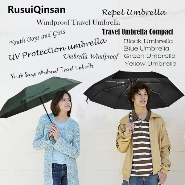 Windproof Travel Umbrella Sturdy Fiberglass Frame Compact Umbrella Auto Open Close Portable UV Protection. - Image 5