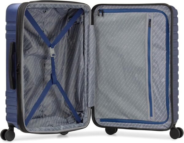 U.S. Traveler Boren Polycarbonate Hardside Rugged Travel Suitcase Luggage with 8 Spinner Wheels, Aluminum Handle, Navy, 2-Piece Set, USB Port in Carry-On - Image 6