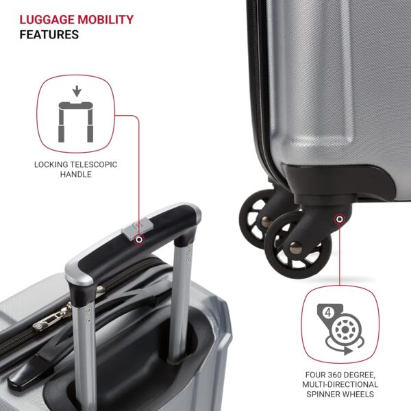 SwissGear 3750 Hardside Luggage with Spinner Wheels, Silver, 2-Piece Set (18.5/23) - Image 2
