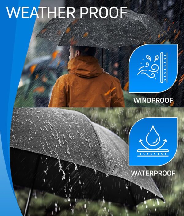 Rain-Mate Windproof Compact Umbrellas for Rain - Portable Folding Travel Umbrella - Auto Open & Close Button - Image 5
