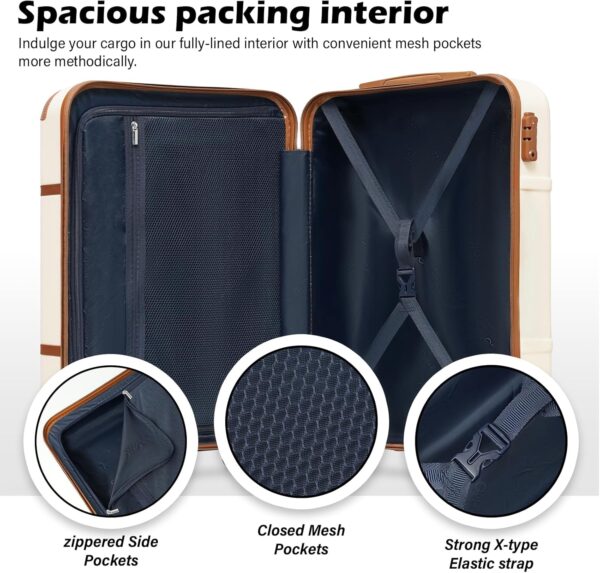 Coolife Luggage Set 3 Piece Suitcase Set Carry On Luggage PC Hardside Luggage TSA Lock Spinner Wheels Telescopic Handle - Image 6
