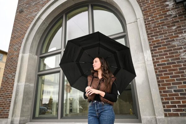 ShedRain WindPro - Vented Auto Open Auto Close Portable Compact Travel Umbrella for Rain and Wind with Teflon, Black - Image 2