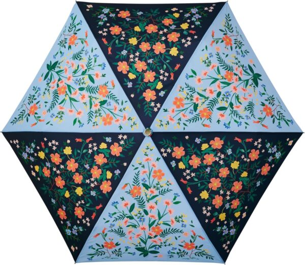 RIFLE PAPER CO. Umbrella, Matching Storage Sleeve, Portable, Auto Open and Close, Wooden Handle, Printed in Full Color - Image 3