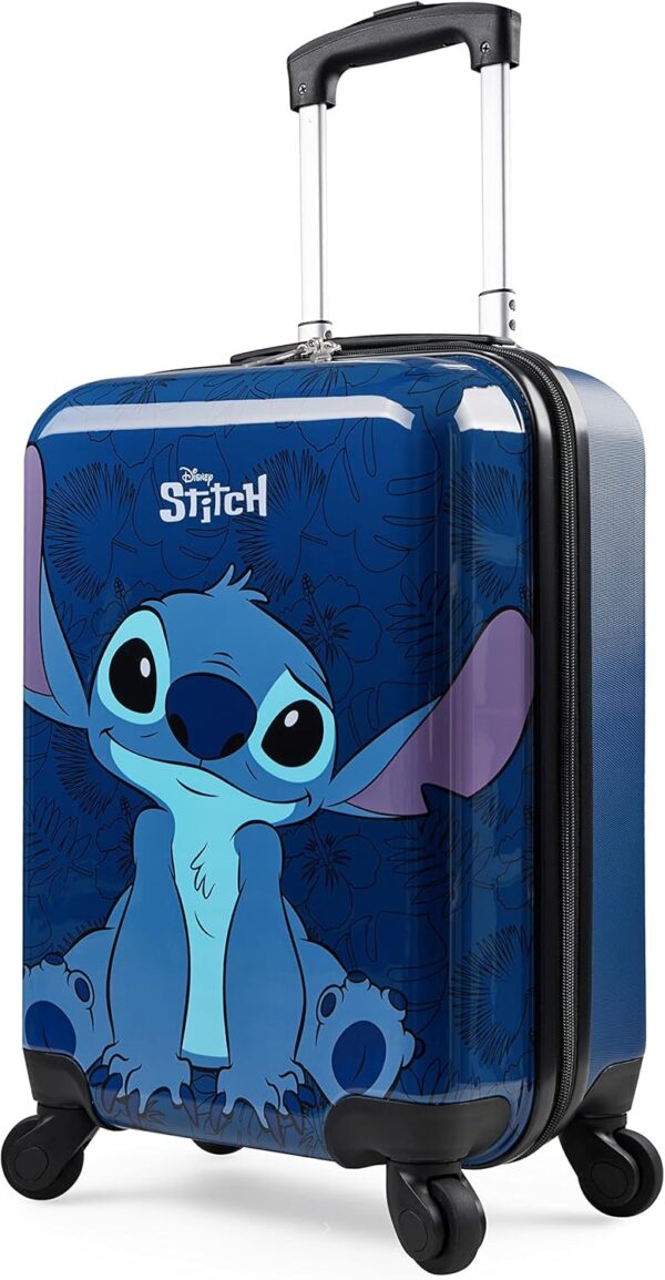 Disney Stitch Suitcase Set or Individual, Hard Shell Suitcase with Wheels 28L, 50L or 91L, 4 Wheels (Navy Stitch Small)