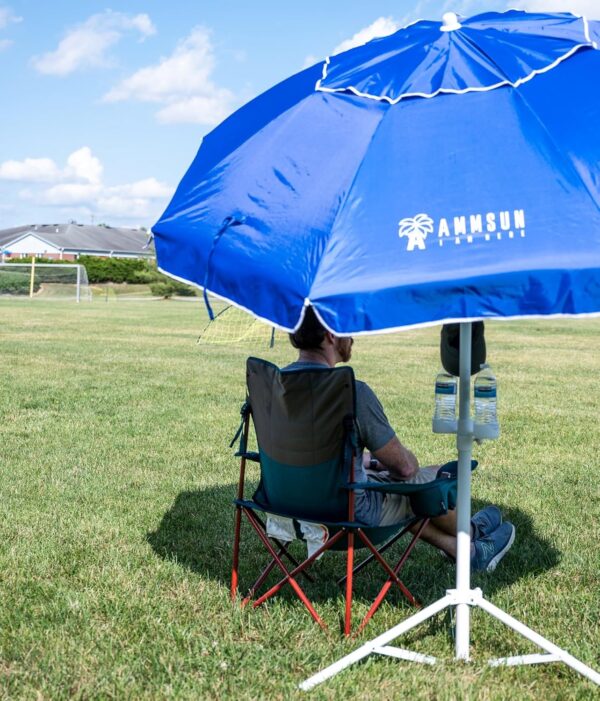 AMMSUN Shade Umbrella, Premium Portable Umbrella with Stand, 6.5ft Lightweight Free Standing Canopy for Sporting Games, Adjustable Instant Sun Protection and Easy to Carry, Blue - Image 6