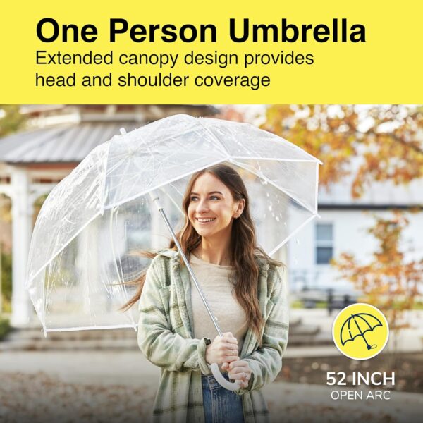 Weather Station Automatic Rain Umbrella, Compact Clear Dome, Windproof, Waterproof, Lightweight, and Packable for Travel, Full 52 Inch Arc, White - Image 5