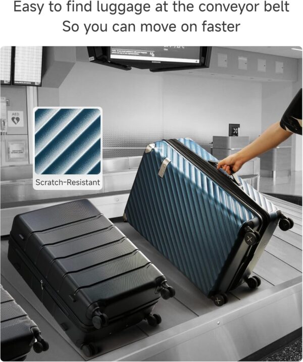 LUGGEX Luggage with Spinner Wheels, Polycarbonate Expandable Hard Shell Suitcase, 2 Piece Set, Charcoal Metallic - Image 6