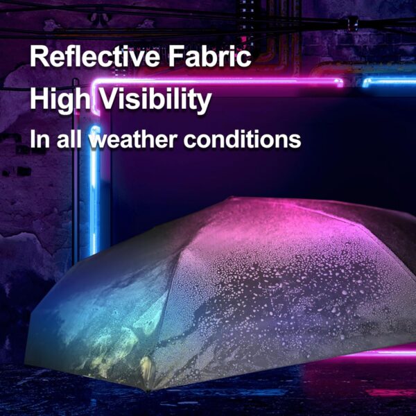 GUARAY Reflective Umbrella, Strong Windproof Travel Umbrella wih 24 Ribs (8 * 3), Portable Folding Compact Sun & Rain Umbrellas, Car Backpack Automatic Umbrellas for Rain, wind and UV Protection - Image 2