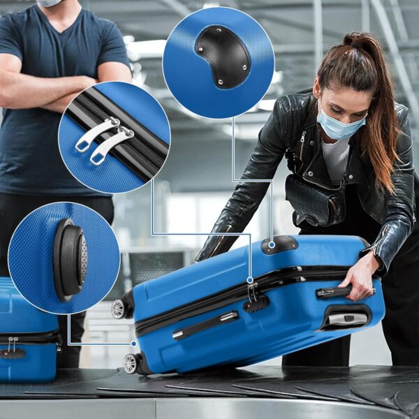Karl home 3-Piece Luggage Set Travel Lightweight Suitcases with Rolling Wheels, TSA lock & Moulded Corner, Carry on Luggages for Business, Trip, Dark Blue (20"/24"/28") - Image 6