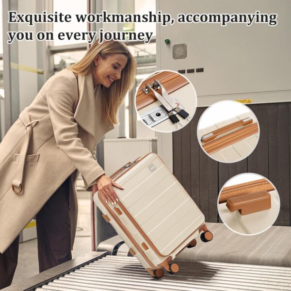 imiomo Luggage Sets 5 Piece with TSA Locks, Hardside Carry On Suitcase Set with Spinner Wheel, Lightweight Travel Luggage with USB Port, White - Image 6