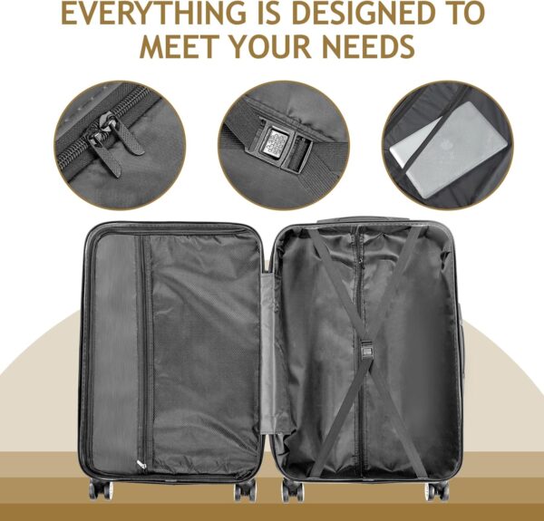 Karl home Luggage Set of 4 Hardside Suitcase Sets with TSA Lock 4 Spinner Wheels, ABS Lightweight Trolley Travel Case for Carry On Check-in Business Trip, Yellow (16/20/24/28) - Image 6