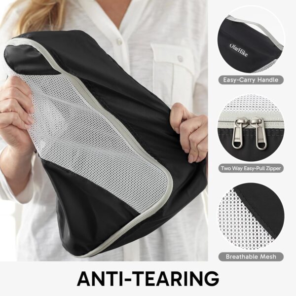 ALL INCLUDED 10 Set Durable Packing Cubes for Suitcases,OlarHike Essentials for Travel,UPGRADED Anti-Tear Stitching, NEW Improved Luggage Packing Organizers for Travel Accessories (Black) - Image 4