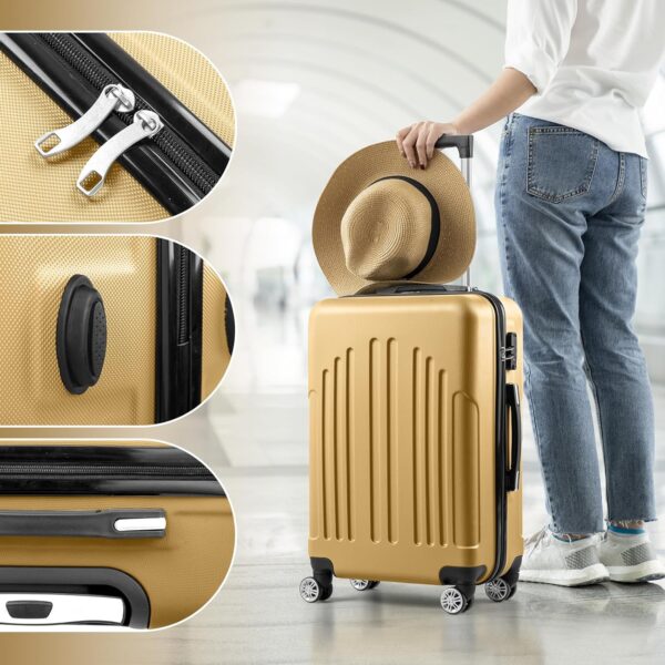 Karl home Luggage Set of 4 Hardside Suitcase Sets with TSA Lock 4 Spinner Wheels, ABS Lightweight Trolley Travel Case for Carry On Check-in Business Trip, Yellow (16/20/24/28) - Image 5