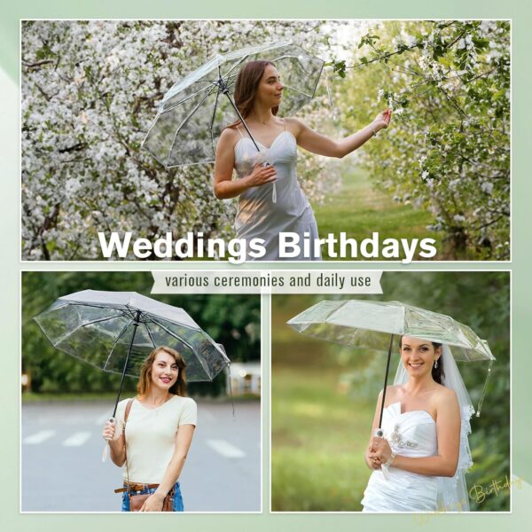 G4Free 42 Inch Clear Travel Umbrella Windproof, Automatic Open and Close Transparent Foldable Compact Umbrella for Rain, Wedding and Large Rain Use, Clear Canopy for Women Men - Image 4