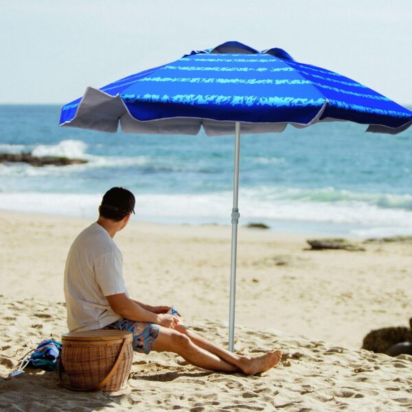AMMSUN Beach Umbrellas for Sand Heavy Duty Wind Portable, 6.5 ft Beach Umbrella with Sand Anchor & UV Protection, Carry Bag for Outdoor Patio Garden Outdoor, Blue - Image 2