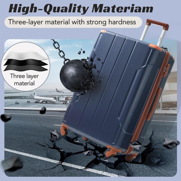 Merax Luggage Set 3 Piece Expandable Lightweight Suitcases with Spinner Wheels, Corner Guards (Inky Blue, 20/24/28) - Image 9