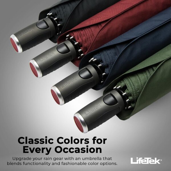 LifeTek Windproof Travel Umbrella, Automatic Open Close, Compact for Rain and Sun, Fits in Purse or Backpack, Strong Lightweight Durable Frame, UV Protection, Small and Portable - Image 4