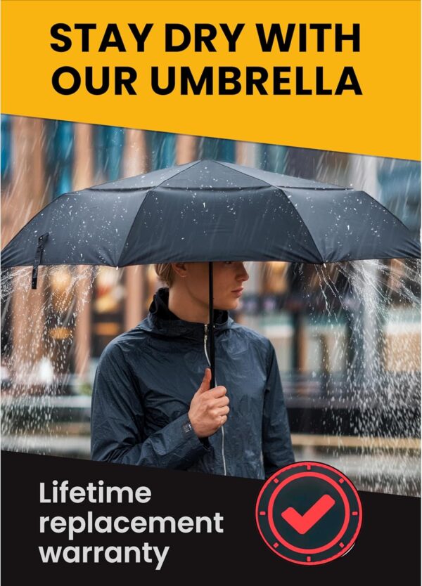 Windproof Travel Umbrellas for Rain Automatic +10% Bigger Canopy Strong Frame Compact Folding Portable Umbrella for Women Men Backpack Purse - Image 6