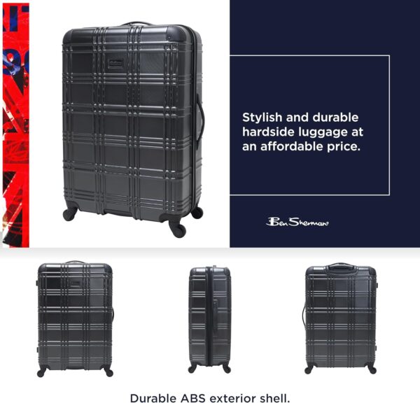 Ben Sherman Nottingham Lightweight Hardside 4-Wheel Spinner Travel Luggage, Charcoal, 3-Piece Set (20"/24"/28") - Image 2