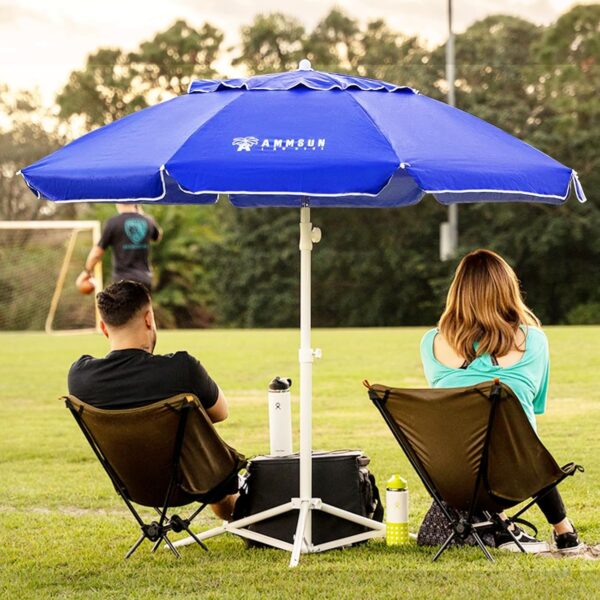 AMMSUN Shade Umbrella, Premium Portable Umbrella with Stand, 6.5ft Lightweight Free Standing Canopy for Sporting Games, Adjustable Instant Sun Protection and Easy to Carry, Blue - Image 2