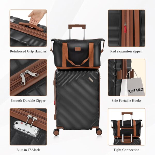 5 piece Luggage Set Expandable Suitcase 22x14x9 Airline Approved Carry on, ABS Hard Case Suitcases with Spinner Wheels, TSA Lock, Durable Waterproof Travel Set - Image 6