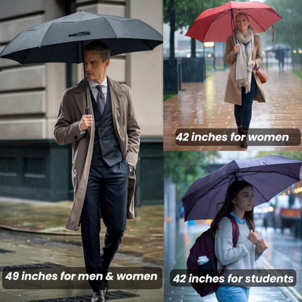 MRTLLOA 42/49 Inch Compact Windproof Travel Umbrella for Rain, Lightweight, Portable, Automatic, Strong, Waterproof Folding Umbrellas for Women, Men and Teenagers - Image 5