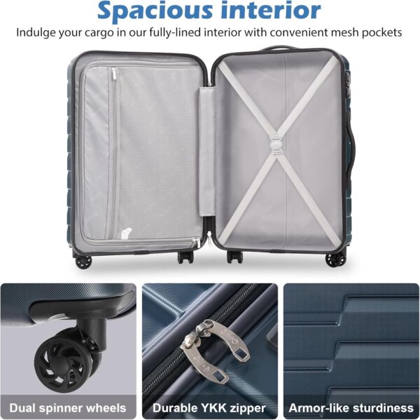 Coolife Luggage Expandable Suitcase set PC ABS TSA Lock Spinner Carry on 3 Piece Sets (brown) - Image 5