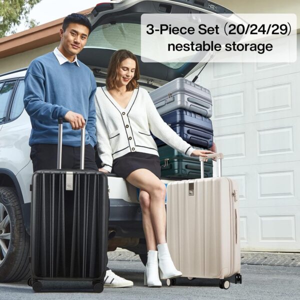 Hanke Luggage Sets 2 piece Carry On Luggage with Wheels PC Hard Shell Suitcases Lightweight Checked Travel Luggage Large Travel Suitcase Woman Men 20/29 Inch(Ivory White) - Image 8