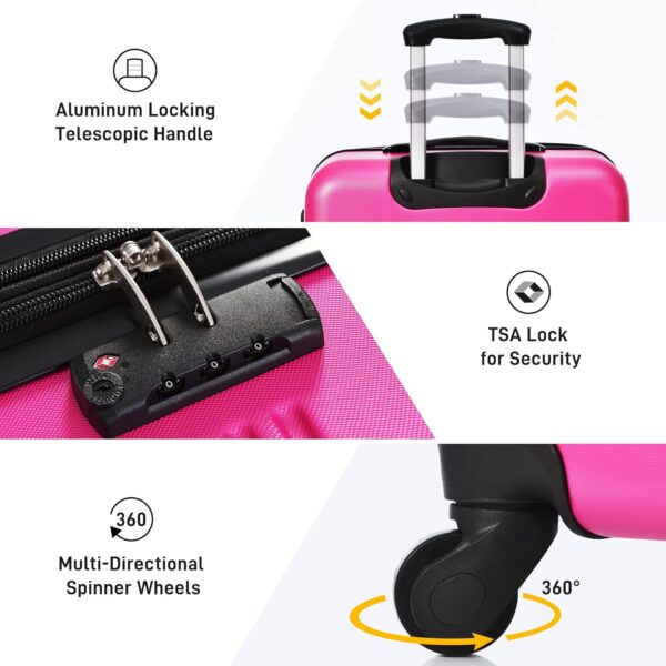 Merax Luggage sets of 13 Piece 16 20 20 28 IN Carry on Luggage Hard Case Pink Luggage Expandable Checked Luggage Suitcase Set with Wheels - Image 5