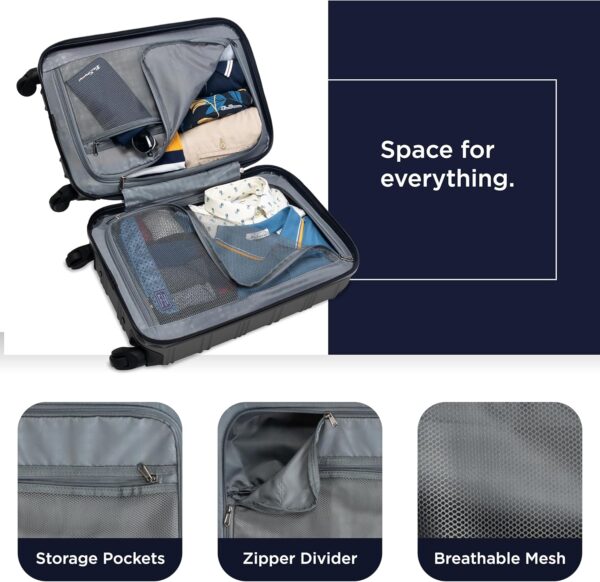 Ben Sherman Nottingham Lightweight Hardside 4-Wheel Spinner Travel Luggage, Charcoal, 3-Piece Set (20"/24"/28") - Image 3