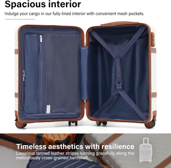 Coolife Luggage Set Suitcase Carry On Luggage PC Hardshell Luggage TSA Lock Spinner Wheels Telescopic Handle - Image 4