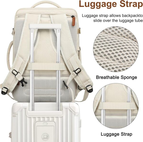 Joyway 20in Carry On Luggage with Cup Holder and USB Port, 25% Expandable Capacity, Smart Suitcase with Anti Slip Wheels and Backpack, Perfect for Men and Women 3 Piece Set White - Image 6