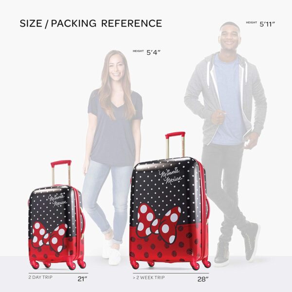 American Tourister Disney Hardside Luggage with Spinner Wheels, Minnie Mouse Red Bow, 2-Piece Set (21/28) - Image 3