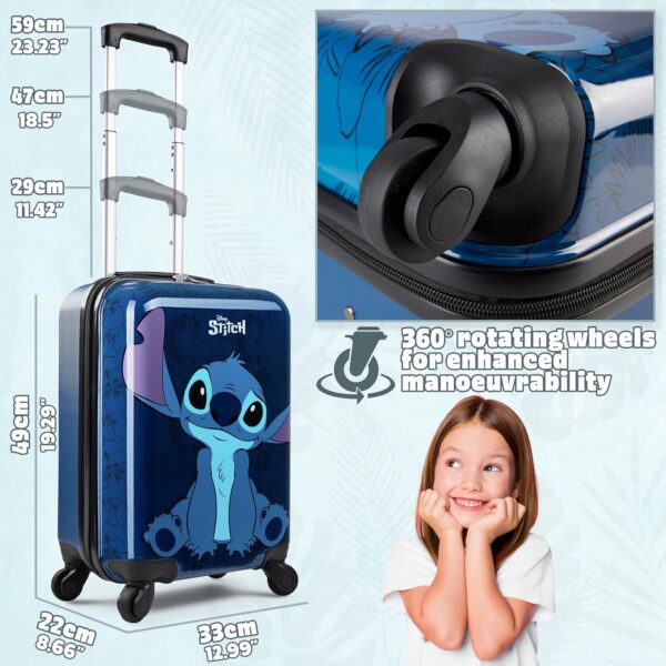 Disney Stitch Suitcase Set or Individual, Hard Shell Suitcase with Wheels 28L, 50L or 91L, 4 Wheels (Navy Stitch Small) - Image 4