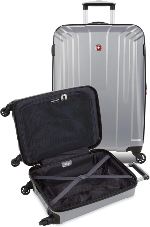 SwissGear 3750 Hardside Luggage with Spinner Wheels, Silver, 2-Piece Set (18.5/23) - Image 7