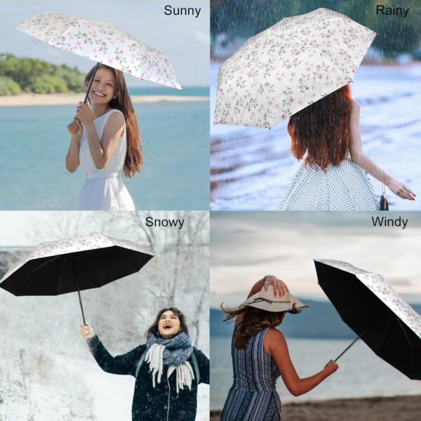 Cuby UV Sun Umbrella Compact Folding Umbrella lightweight Portable Manual Travel Umbrella for Rainproof & 99% UV Protection with Black Anti-UV Coating - Image 5