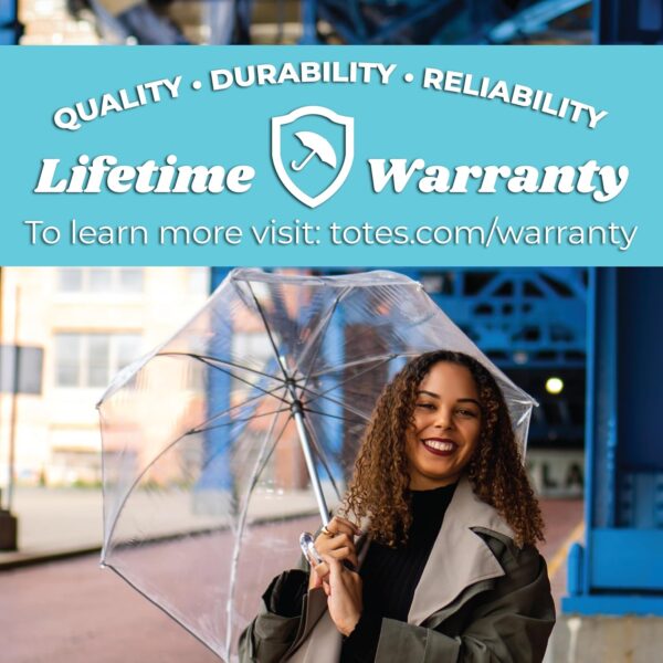 totes Adult Clear Bubble Umbrella with Dome Canopy and Lightweight Wind and Rain Protection - Image 6
