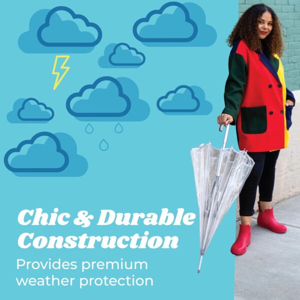 totes Adult Clear Bubble Umbrella with Dome Canopy and Lightweight Wind and Rain Protection - Image 4