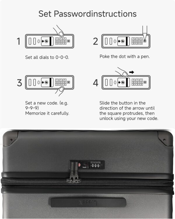 LUGGEX Luggage with Spinner Wheels, Polycarbonate Expandable Hard Shell Suitcase, 2 Piece Set, Charcoal Metallic - Image 7