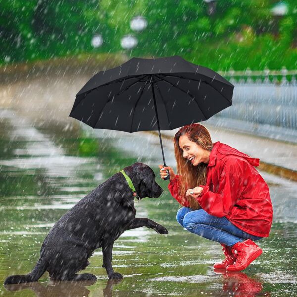 ZOMAKE Travel Umbrella Compact - 10 Ribs Portable Collapsible Umbrellas for Rain Windproof - Paraguas Automatic Small Folding Umbrella Lightweight Packable Umbrella for Women Men - Image 7