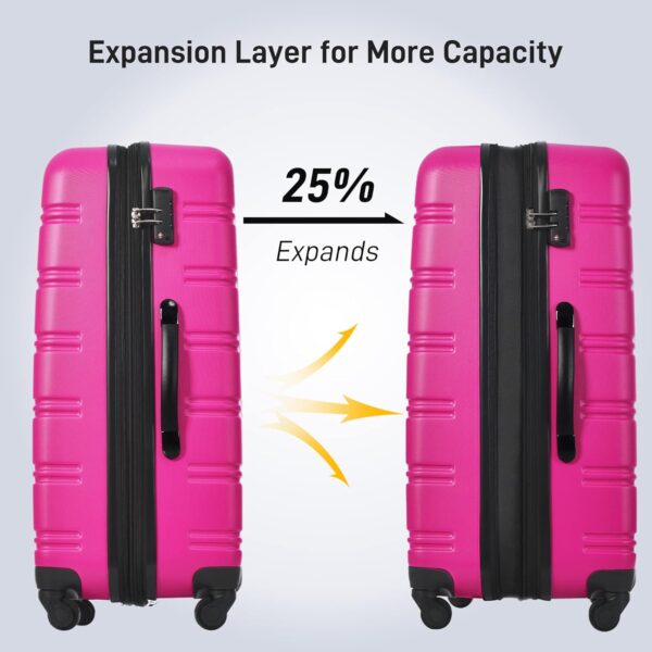 Merax Luggage sets of 13 Piece 16 20 20 28 IN Carry on Luggage Hard Case Pink Luggage Expandable Checked Luggage Suitcase Set with Wheels - Image 4
