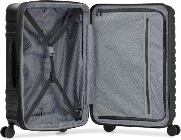 U.S. Traveler Boren Polycarbonate Hardside Rugged Travel Suitcase Luggage with 8 Spinner Wheels, Aluminum Handle, Black, 2-Piece Set, USB Port in Carry-On - Image 6