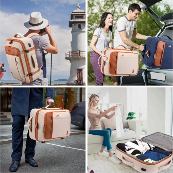 Carry on Travel Backpacks, Extra Large 40L Flight Approved for Men & Women,Expandable Suitcase With 4 Packing Cubes,Water Resistant Luggage Daypack Business Weekender Bag,Beige - Image 8