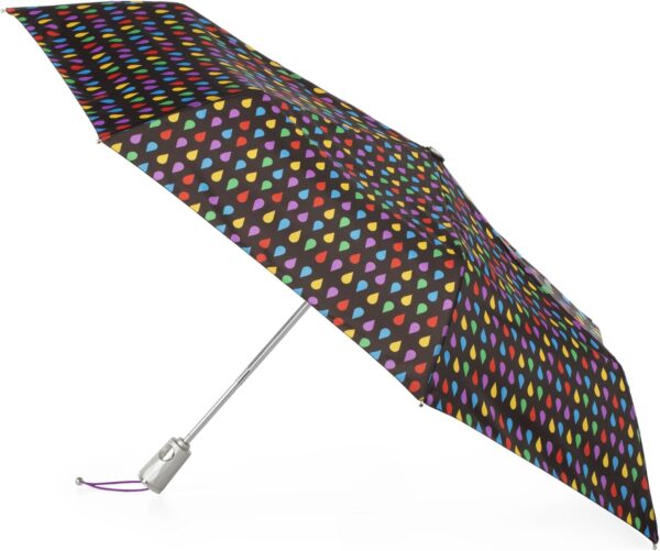 totes Automatic Eco Open Close Water-Resistant Travel Folding Umbrella with Sun Protection